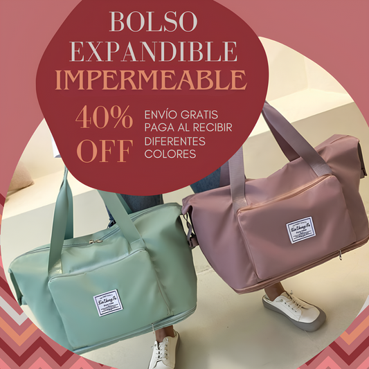 Bolso Expandible IMPERMEABLE Comfort Plus + ACESSORIO - CON ÚN 40% DE DESCUENTO